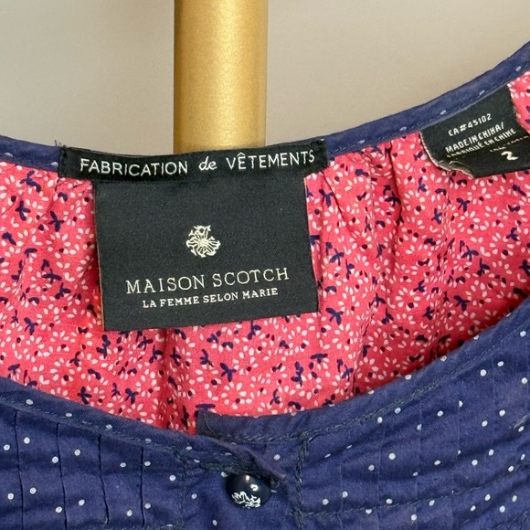Maison Scotch Navy Blue Polka Dot Dress size 2 fits size Medium - Picture 5 of 10